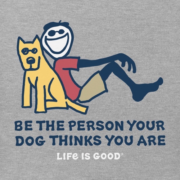 Life Is Good Men's Jake and Rocket Be The Person Crusher Tee Dog - Picture 3 of 10